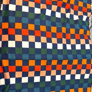 Set of TWO Vibrant Orange and Green Checkered Textile Pattern